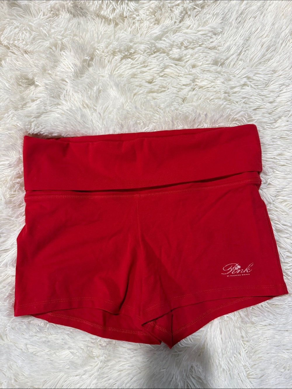 PINK Victoria's Secret Red Foldover Waist Yoga Shorts